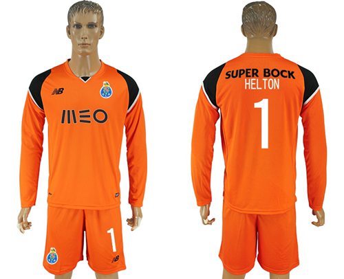 Oporto #1 Helton Orange Goalkeeper Long Sleeves Soccer Club Jersey - Click Image to Close
